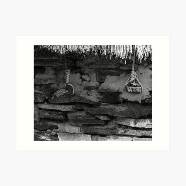 Thatch Ties in Glencolmcille Donegal Ireland bw Art Print