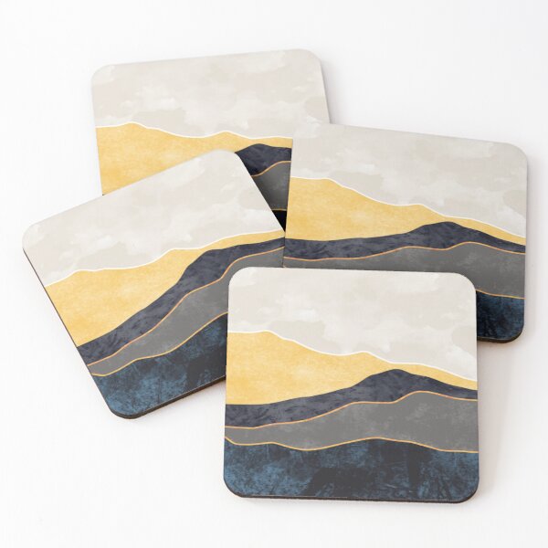 Item preview, Abstract mountain landscape natural Blue and Yellow designed and sold by WearWolfDesigns.