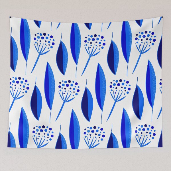 Aperçu de l'œuvre Design bleu et blanc moderne du milieu du siècle créée et vendue par AntiqueImages.