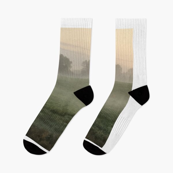 Item preview, Cows calmly grazing in Morning Haze Landscape green Pasture  designed and sold by LeBreab.