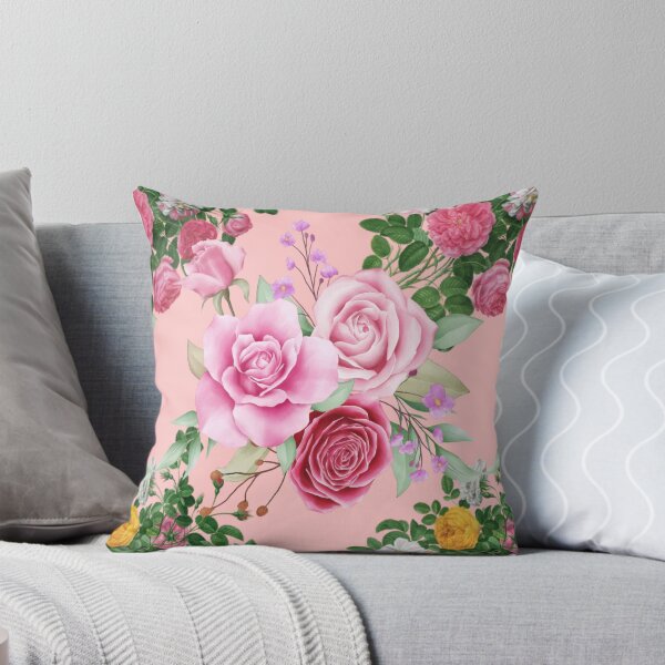 Item preview, Watercolor Floral pattern. Beautiful red and pink rose  flower pattern in pink background.  designed and sold by docferds.