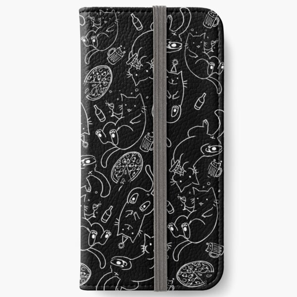 Cat Party (White on Black) iPhone Wallet