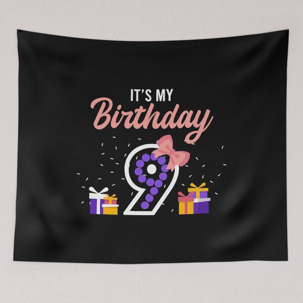 Item preview, It's my 9th Birthday Girl Ribbon Cake Candle Blow Birthday Celebrate 9 Birthday Wish Blast Natal Born Celebra designed and sold by shirti.