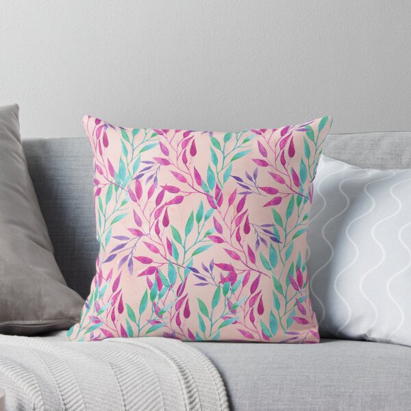 Item preview, Pink background pink and green leaves pattern designed and sold by Shir-designs.
