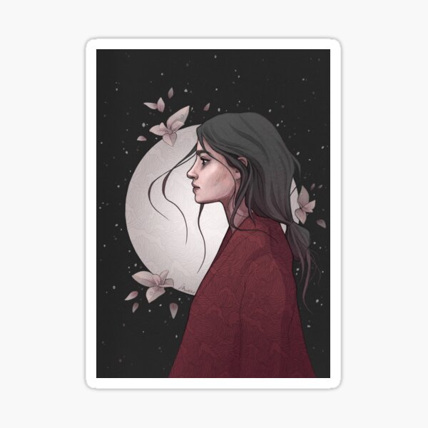 Geisha Warrior with Moon Light - Digital Illustration by MadliArt Sticker