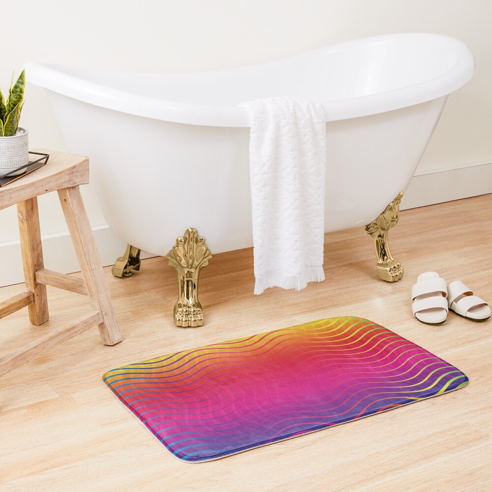 Rippled Rainbow Waves Bath Mat