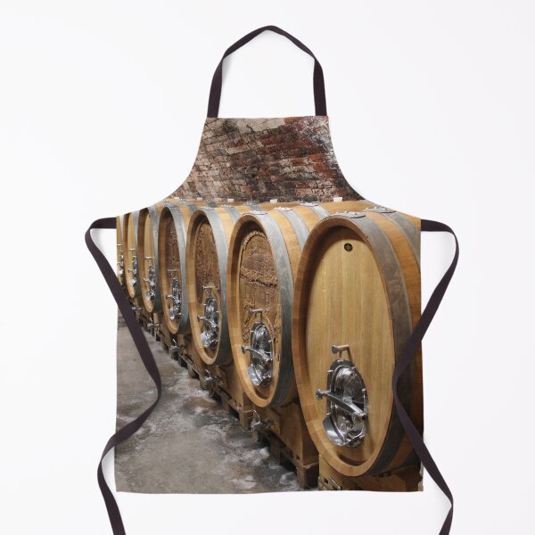 Item preview, Large wooden wine barrels in a winery cellar designed and sold by wineandwords.