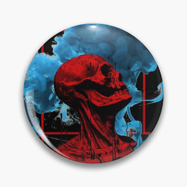 Item preview, red skull with blue fog and squares designed and sold by Birdhead.