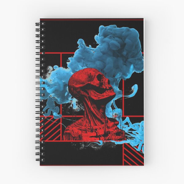 Item preview, red skull with blue fog and squares designed and sold by Birdhead.