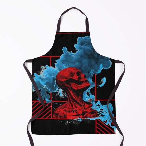Item preview, red skull with blue fog and squares designed and sold by Birdhead.