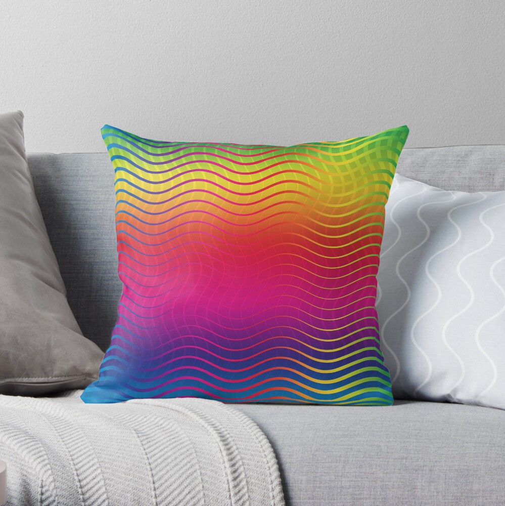 Rippled Rainbow Waves Throw Pillow