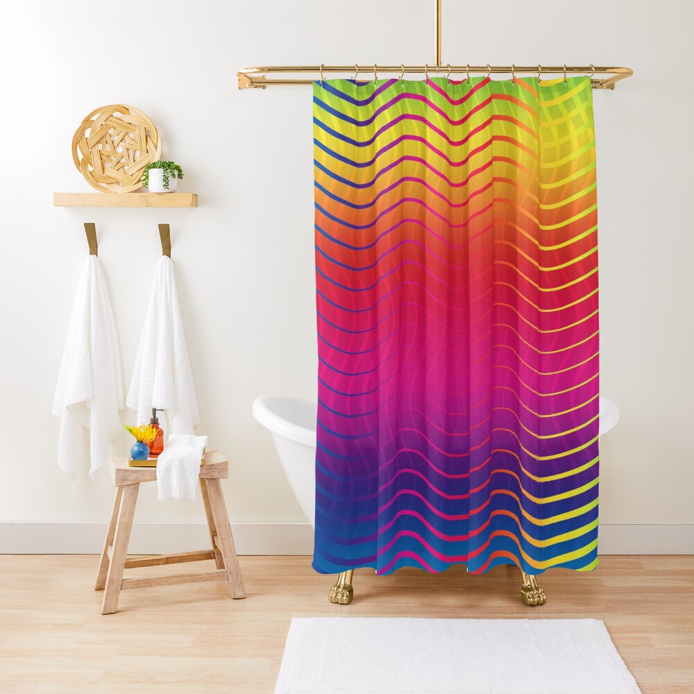 Rippled Rainbow Waves Shower Curtain