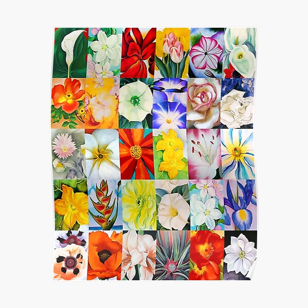 A Collage Of Georgia O'Keeffe Flowers Poster