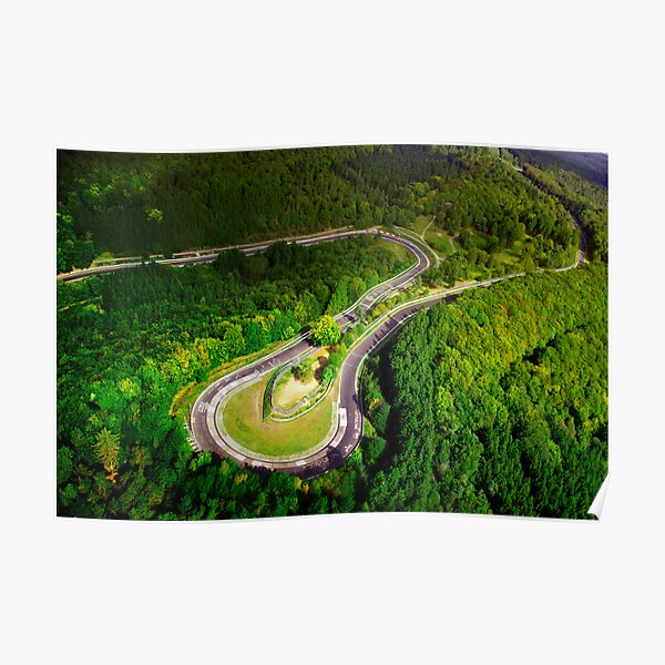 Aerial shot of the Nürburgring Nordschleife Caracciolla Karussell Poster