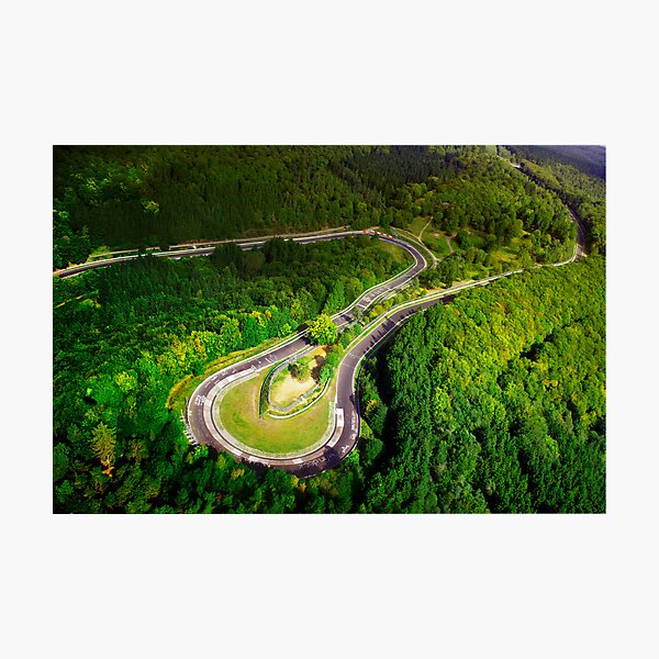 Aerial shot of the Nürburgring Nordschleife Caracciolla Karussell Photographic Print