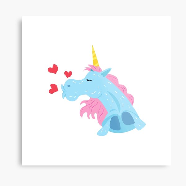 Funny Blue Stubby Unicorn Love - Unicorn Love Drawing Metal Print