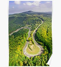 Aerial shot #3 of the NĂ¼rburgring Nordschleife Caracciola Karussell Poster