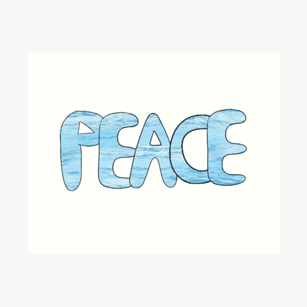 Blue Bubble Letters: Peace Art Print