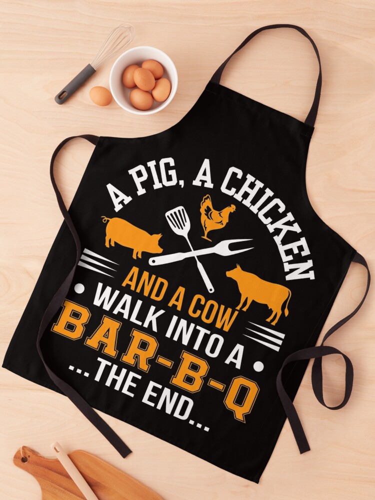 Funny Barbecue Grill Gifts Grilling Tee BBQ Master Chef - A Cow A Pig And A  Chicken Bbq Lovers - Pillow