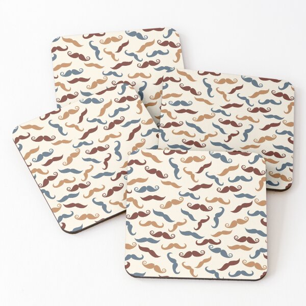 Item preview, Hipster Moustache Pattern In Brown, Blue And Tan designed and sold by Primroaddesigns.