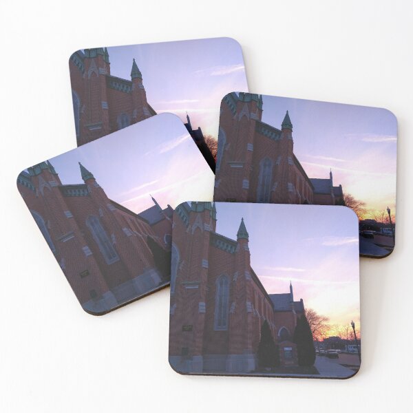 Item preview, Red Brick Facade of a Church In Lafayette, Indiana at Sunset designed and sold by Mothe3rd.