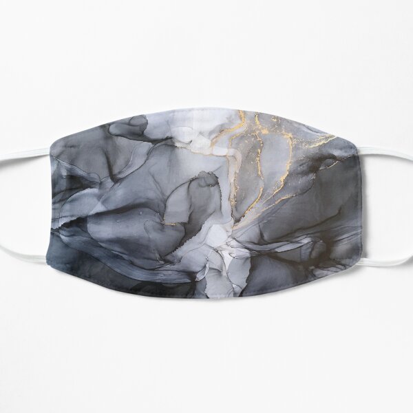 Calm but Dramatic Light Monochromatic Black & Grey Abstract Flat Mask