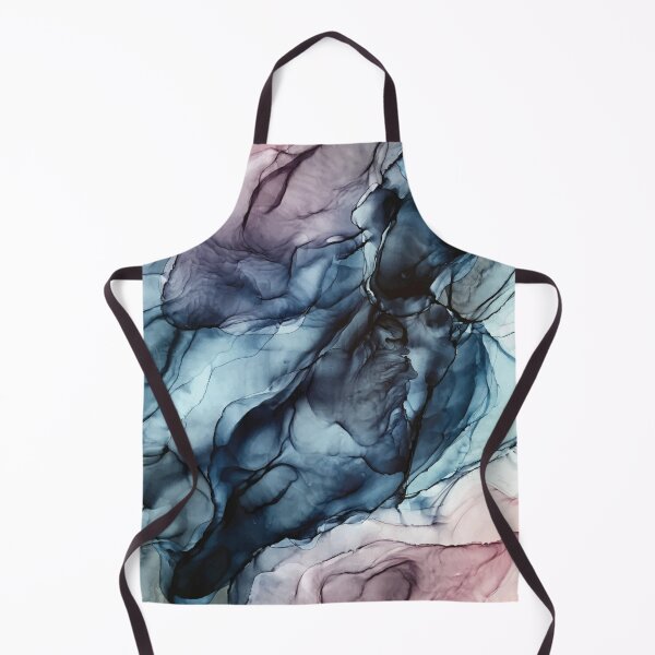 Blush and Darkness Abstract Alcohol Ink Painting Kitchen Apron