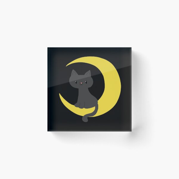 Item preview, Cute black cat on moon designed and sold by StickinTogether.