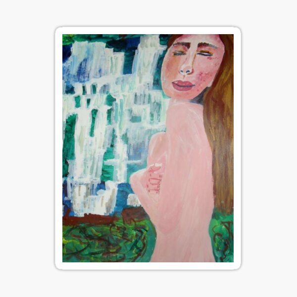 Girl at the Waterfall Sticker