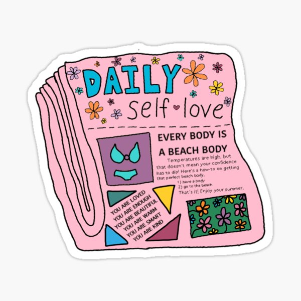 daily self love newspaper" Sticker by andilynnf | Redbubble