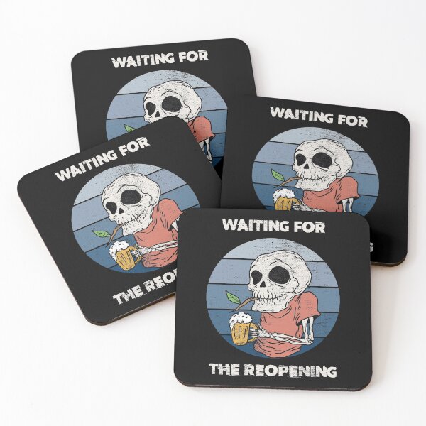 Item preview, Waiting for the reopening - funny grandpa skeleton drinking beer designed and sold by SoloTravelerSt.