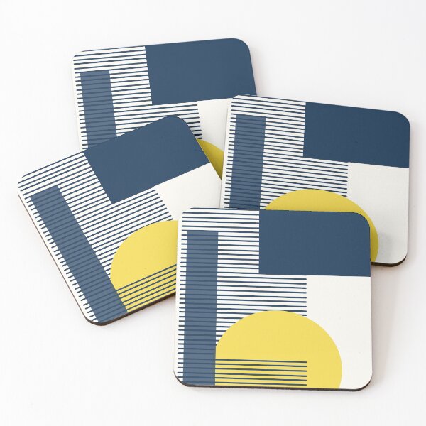 Item preview, Strripes and shapes of Black and white and yellow minimalist geometric elegant design designed and sold by missmarilee.