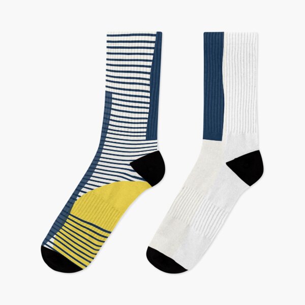Aperçu de l'œuvre Des rayures et des formes de design géométrique minimaliste élégant en noir, blanc et jaune créée et vendue par missmarilee.