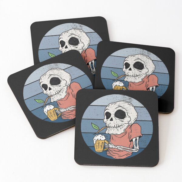 Item preview, Waiting for the reopening - funny grandpa skeleton drinking beer designed and sold by SoloTravelerSt.