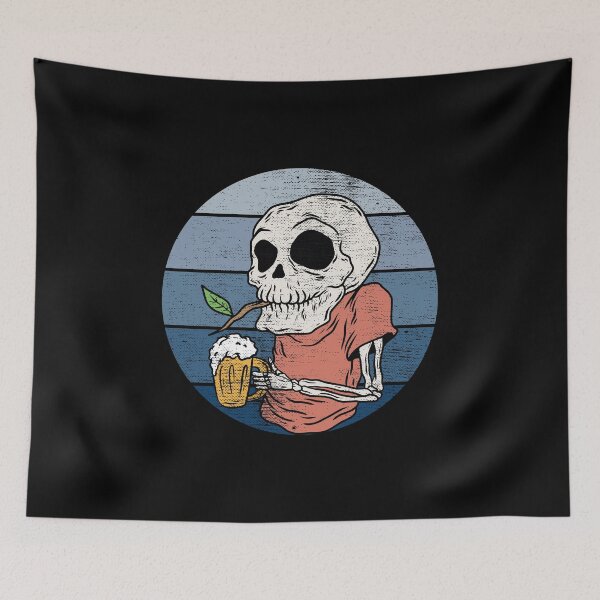 Item preview, Waiting for the reopening - funny grandpa skeleton drinking beer designed and sold by SoloTravelerSt.
