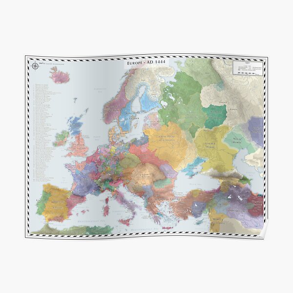 Europe (Detailed) AD 1444 Poster