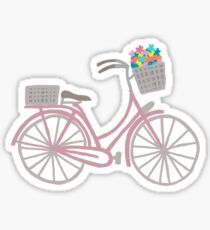 pink bike with flower baskets Sticker