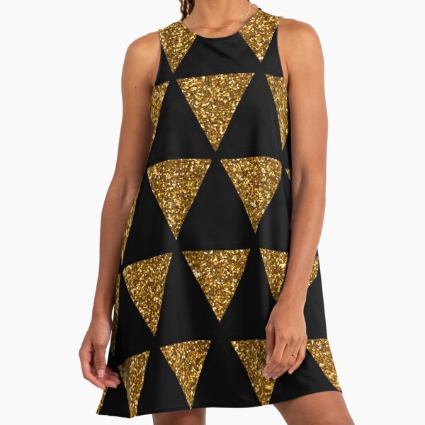 Black and Glitter Gold Geometric Triangle Pattern Design" A-Line Dress for  Sale by SarahJisri | Redbubble