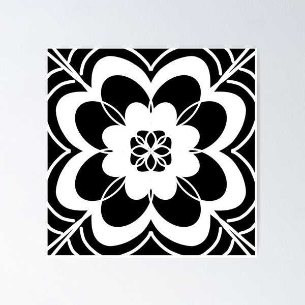 Item preview, Black and White Flower Mandala Design designed and sold by SMillustrations.