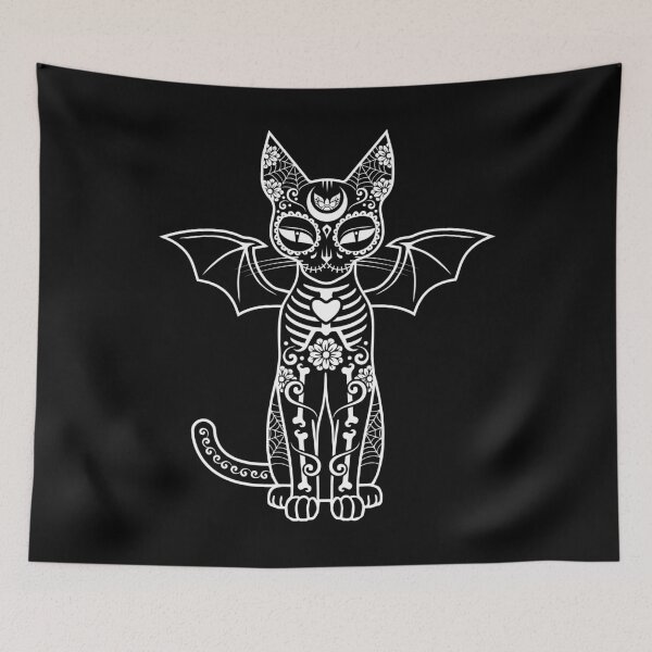 Item preview, Sugar Skull Kitty Cat with Bat Wings designed and sold by SpreadForSatan.