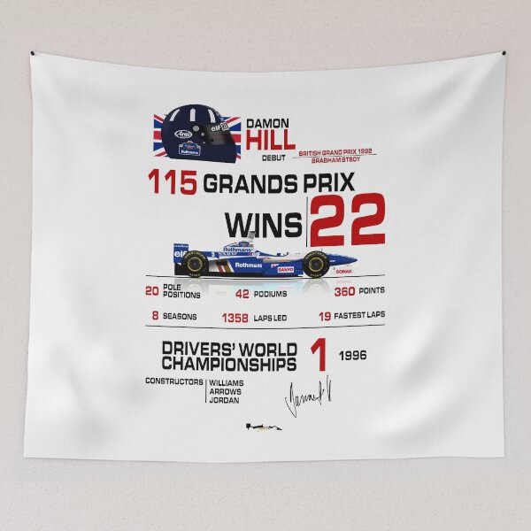 Item preview, Damon Hill - F1 Stats with car & helmet design designed and sold by JageOwen.
