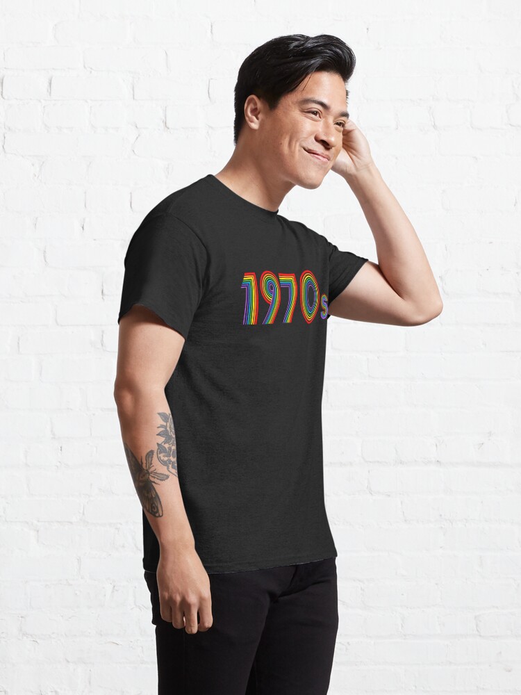 Disover 1970s Retro Rainbow Disco Font  | Classic T-Shirt