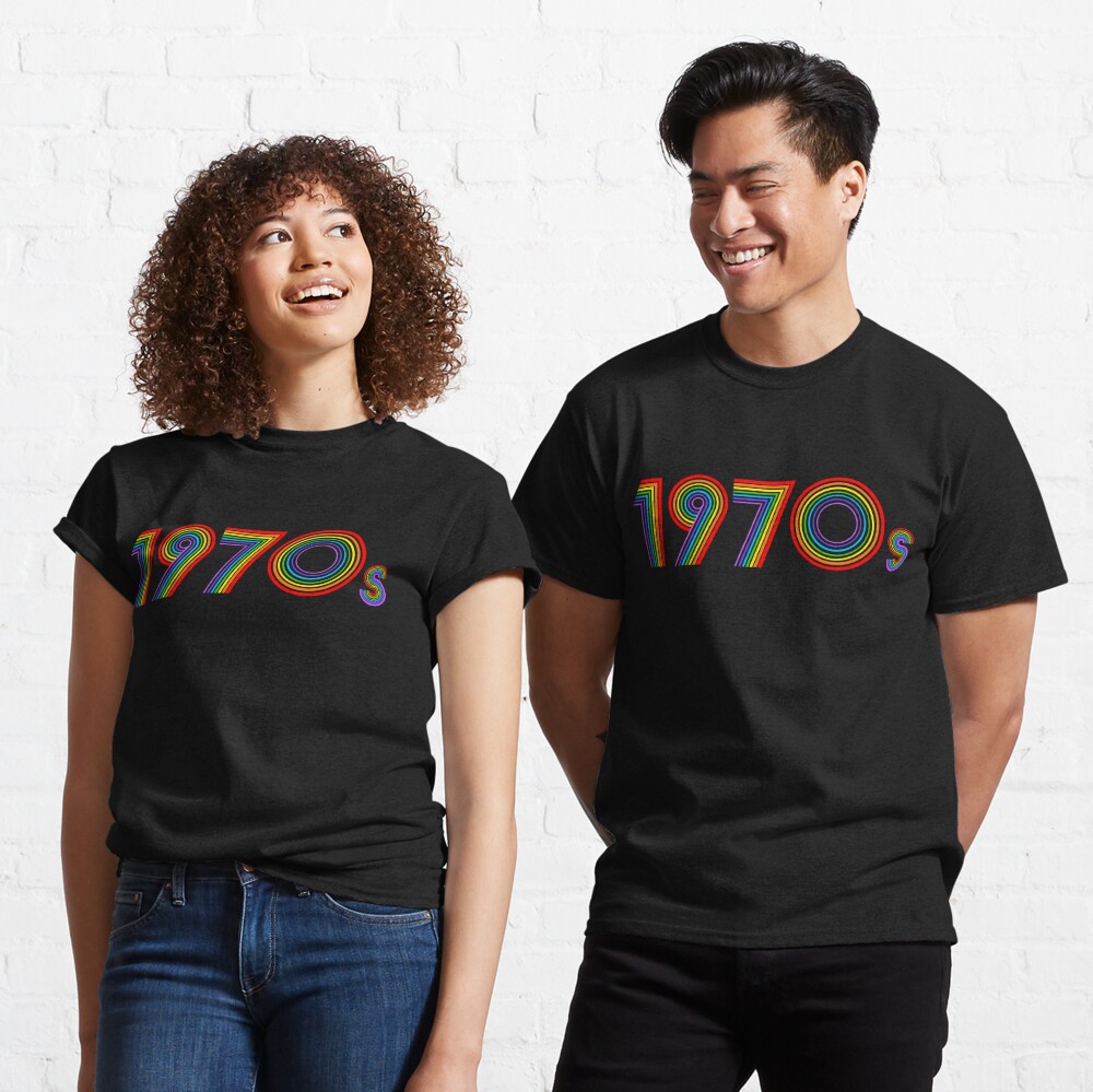 Disover 1970s Retro Rainbow Disco Font  | Classic T-Shirt