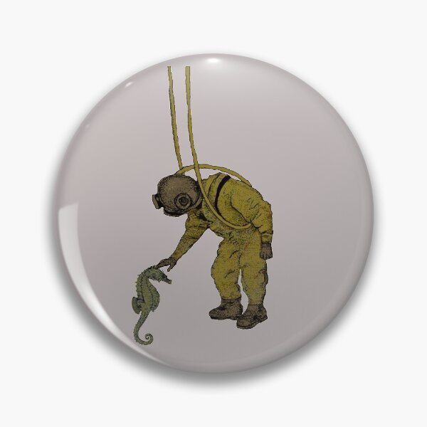Item preview, Vintage Diver with Diving Helmet Petting a Seahorse URM designed and sold by urmaddad.