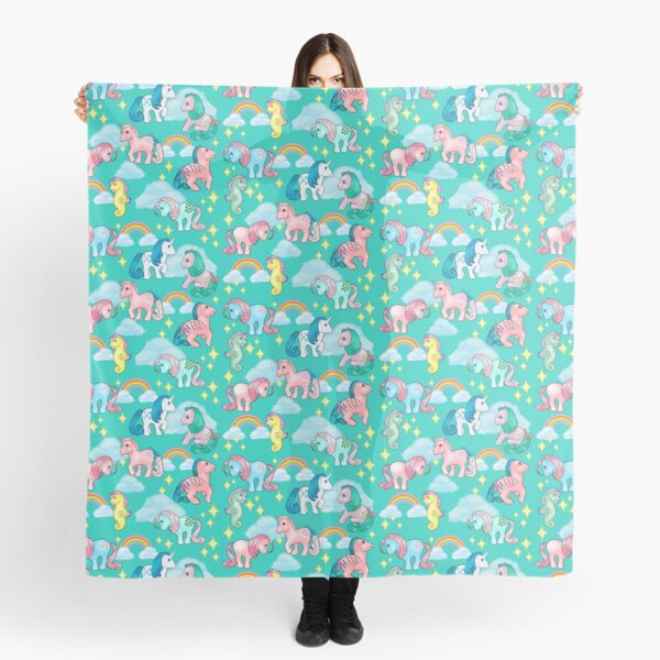 Magical 80s ponies and rainbows - sea foam Scarf
