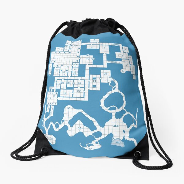 Old School Blue Dungeon Map #2 Drawstring Bag