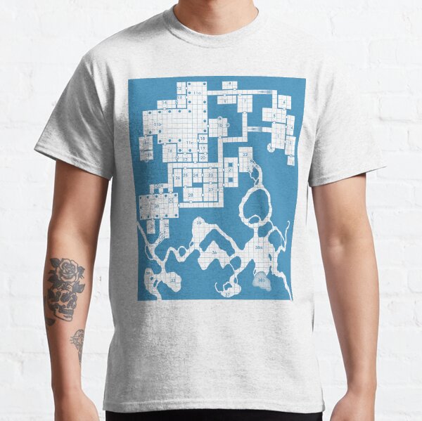Old School Blue Dungeon Map #2 Classic T-Shirt