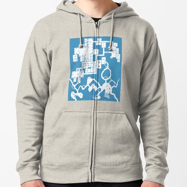 Old School Blue Dungeon Map #2 Zipped Hoodie