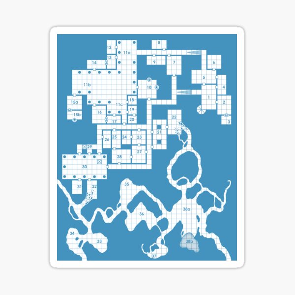 Old School Blue Dungeon Map #2 Sticker