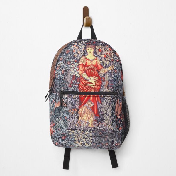 Item preview, POMONA GODDESS OF ABUNDANCE HOLDING FRUITS IN GREENERY, FOREST ANIMALS Fox,Hares Grey Red Black White Floral designed and sold by BulganLumini.